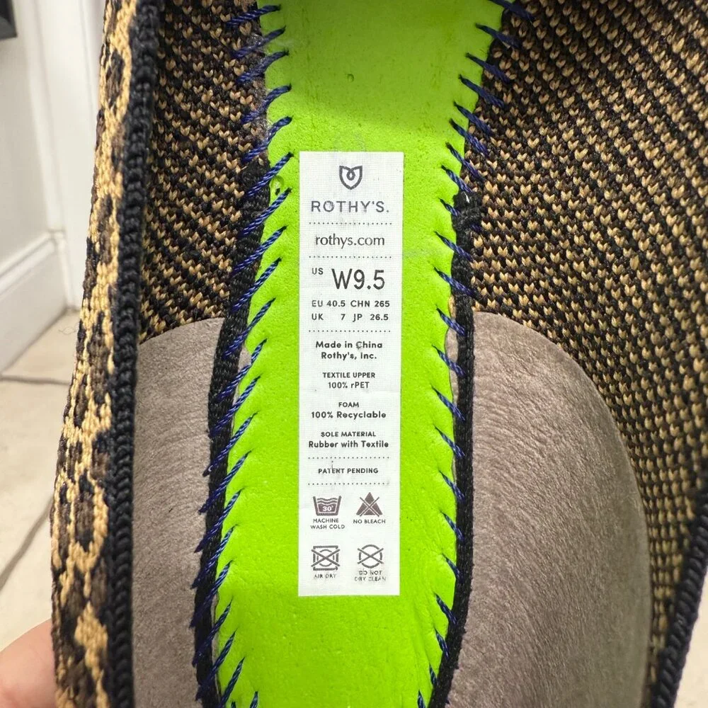 Rothy's The Loafer Little Cat Leopard Animal Print Ballet Flats women's size 9.5 - Picture 9 of 9